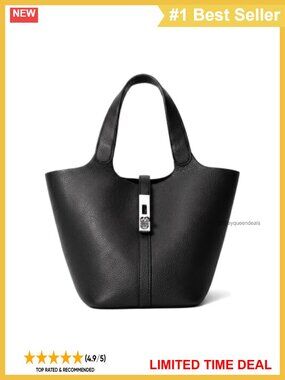 Vegan Leather Bucket Tote Bag Top Handle Satchel Women's Handbag